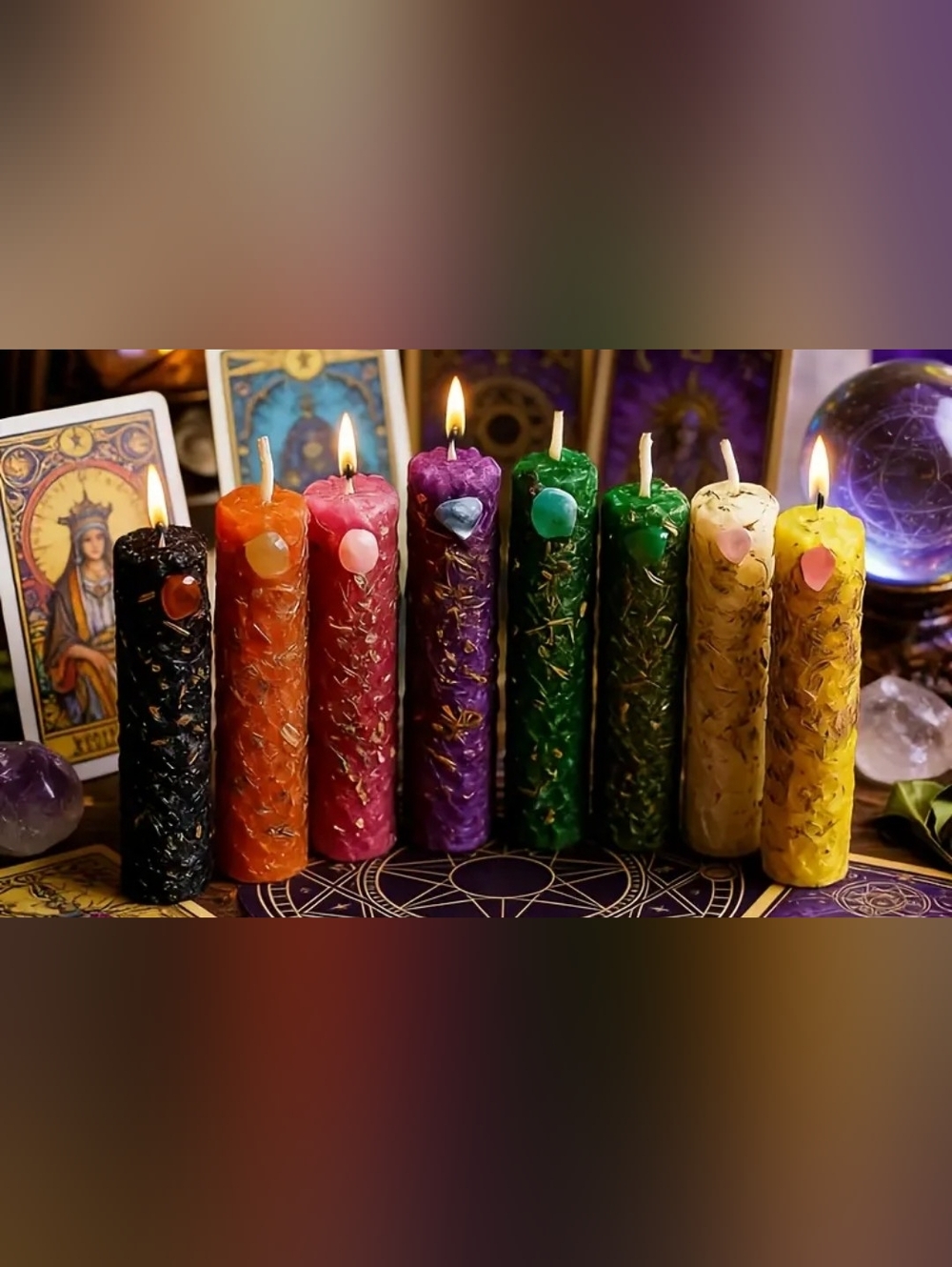 9 Pc Beeswax Candles - Multicolor Set